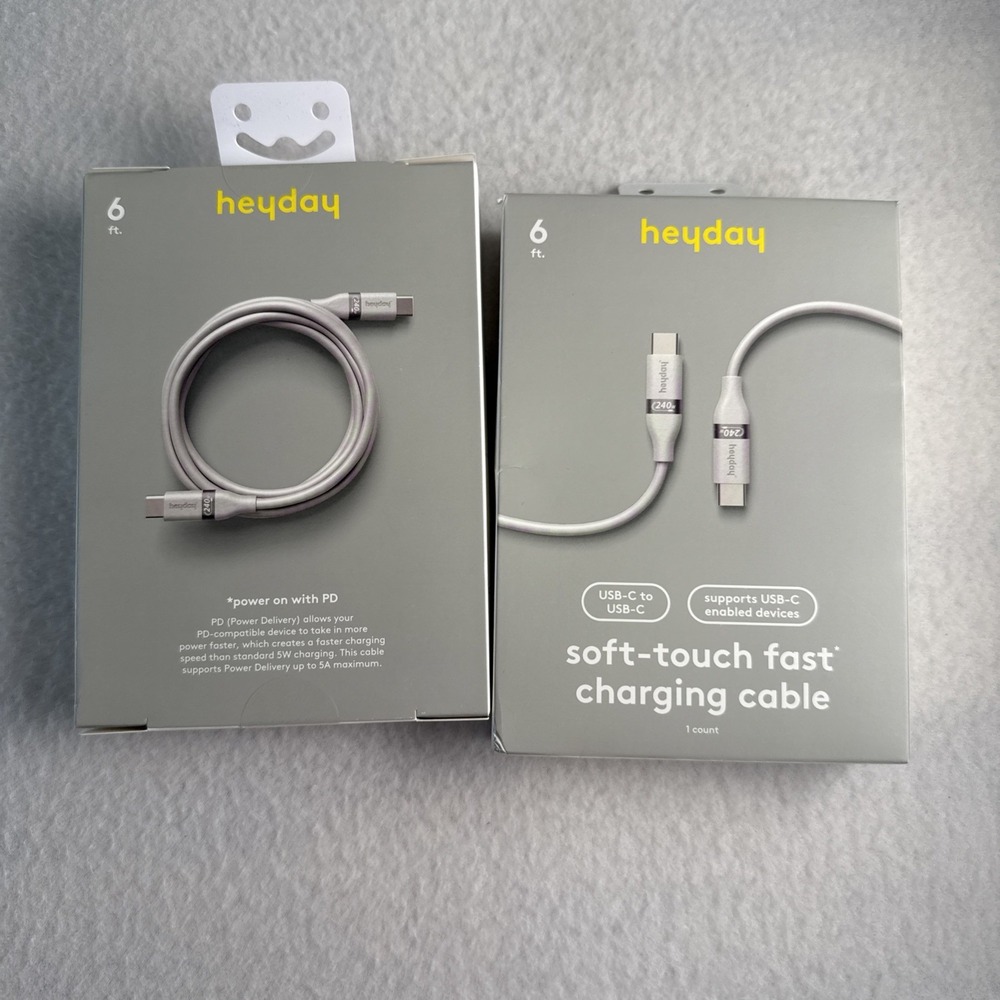 2pk 6' USB-C to USB-C Fast Charging Silicone‎ Cable - heyday White Clay